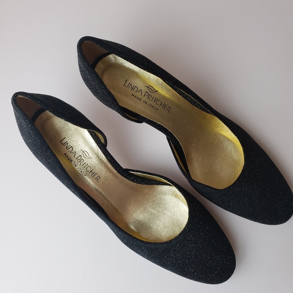 Linda Pritcher Soutine Made In Italy Black Onyx Pumps Size 7 1/2 Eur 37 1/2 - Picture 9 of 11